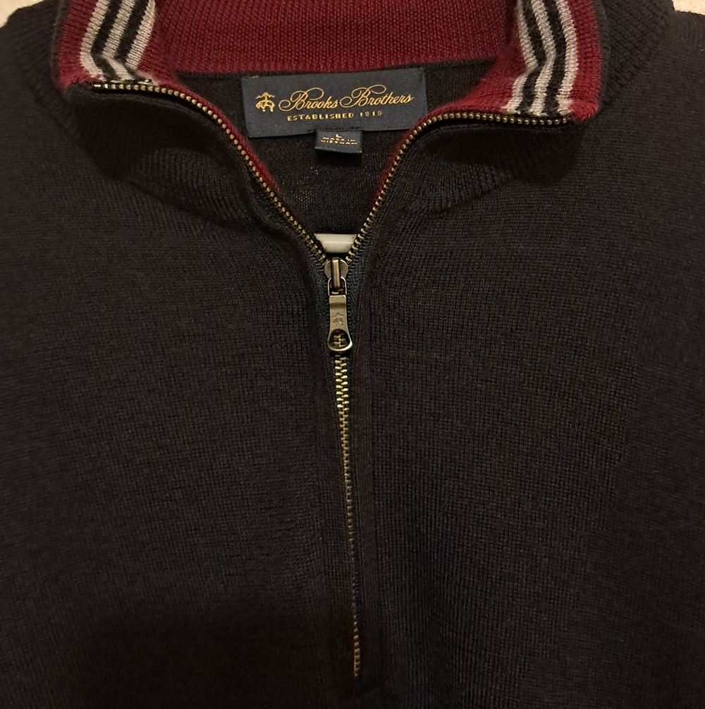 Brooks Brothers Sweater Adult Large Blue Long Sleeve Merino Wool Sweatshirt